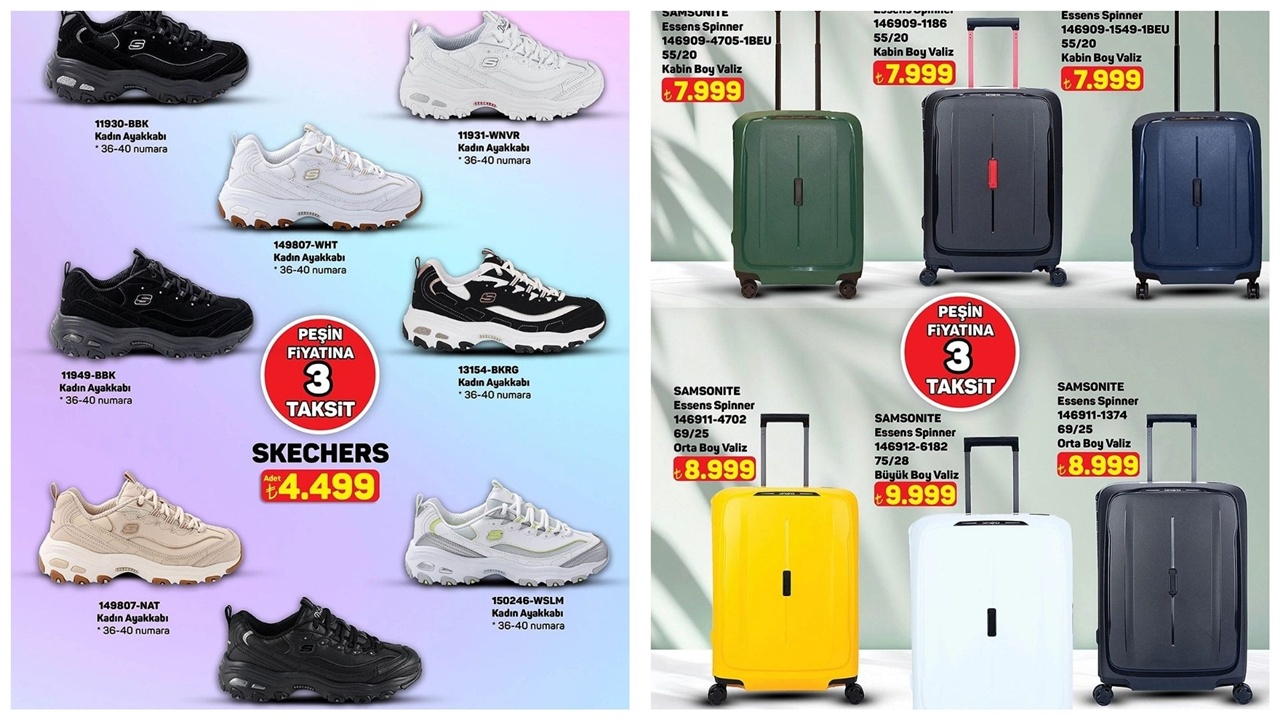 A101 çıldırdı! Skechers ayakkabı ve Samsonite Essens Spinner valizler dev indirimde