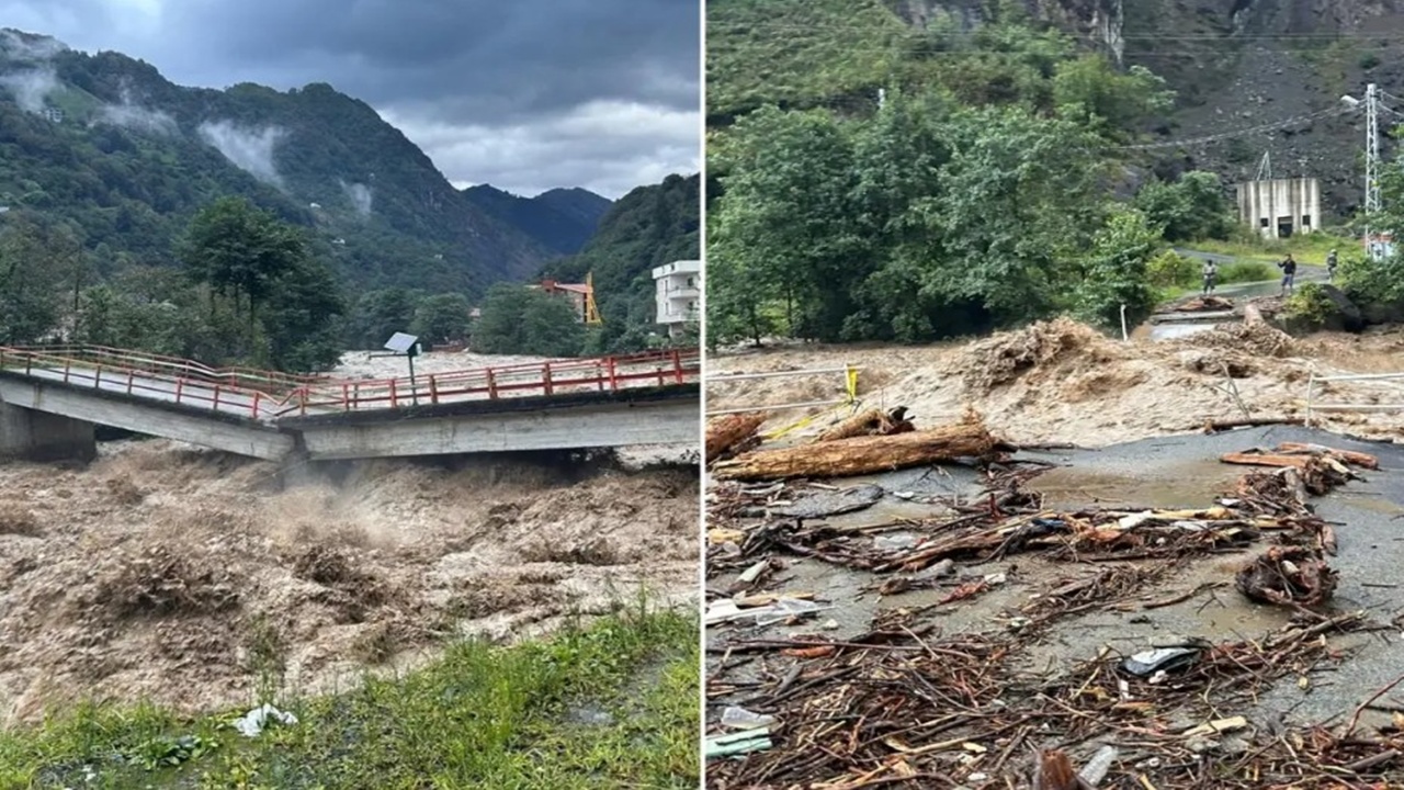 Rize’de sel ve heyelan felaketi! Ayder Yaylası’nın yolu kapandı
