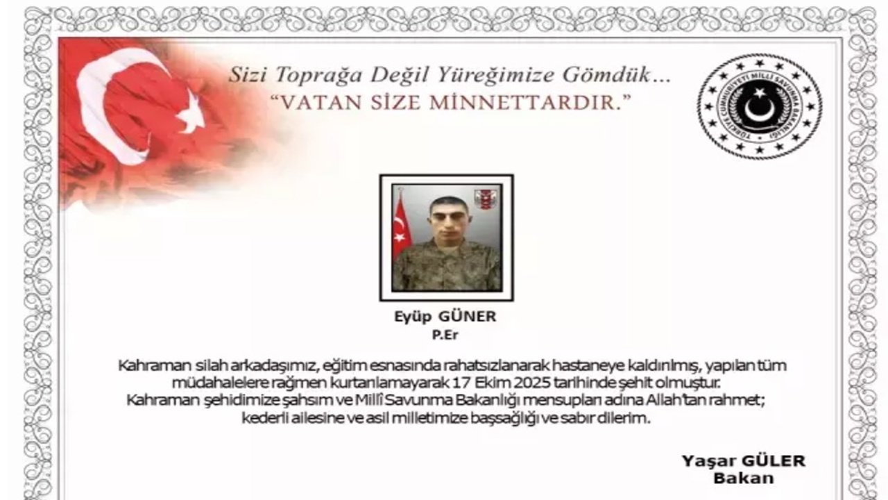 Tokat’tan kahreden haber: Piyade Er Eyüp Güner şehit oldu